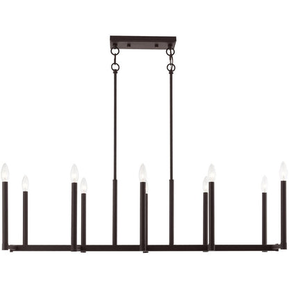 Bronze Ten Light Metal Dimmable Chandelier With Shades HomeRoots