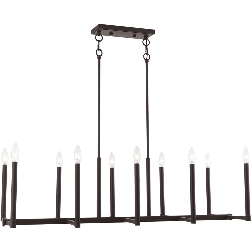 Bronze Ten Light Metal Dimmable Chandelier With Shades HomeRoots