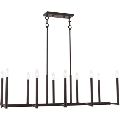 Bronze Ten Light Metal Dimmable Chandelier With Shades HomeRoots