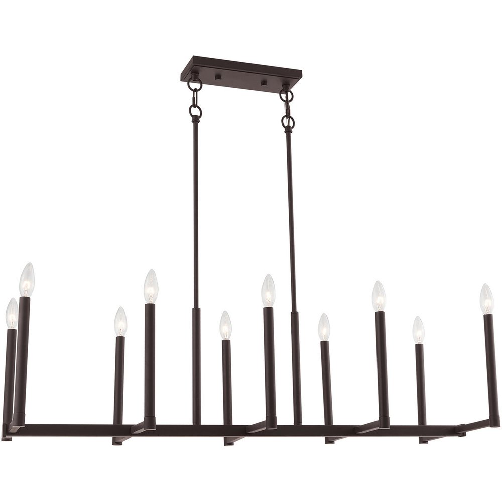 Bronze Ten Light Metal Dimmable Chandelier With Shades HomeRoots