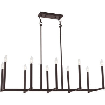 Bronze Ten Light Metal Dimmable Chandelier With Shades HomeRoots