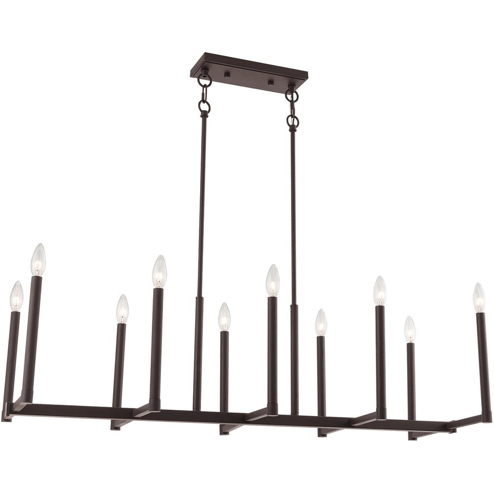 Bronze Ten Light Metal Dimmable Chandelier With Shades HomeRoots