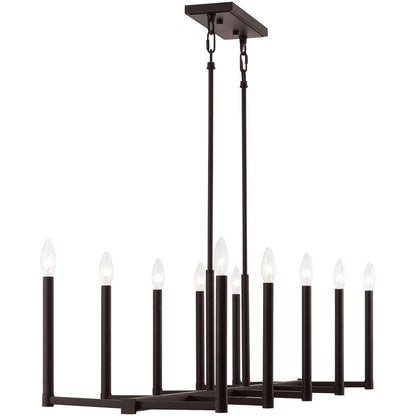 Bronze Ten Light Metal Dimmable Chandelier With Shades HomeRoots