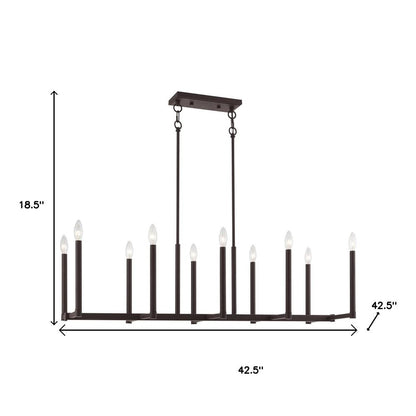 Bronze Ten Light Metal Dimmable Chandelier With Shades HomeRoots