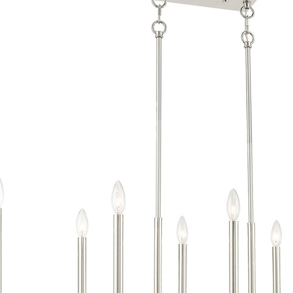 Nickel Ten Light Metal Dimmable Chandelier With Shades HomeRoots