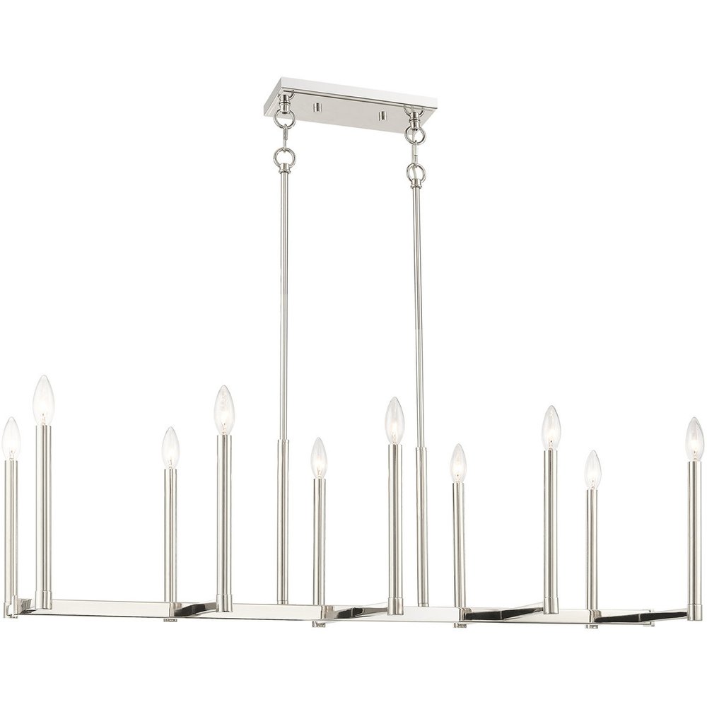 Nickel Ten Light Metal Dimmable Chandelier With Shades HomeRoots