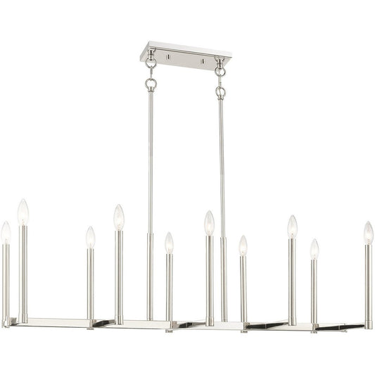 Nickel Ten Light Metal Dimmable Chandelier With Shades HomeRoots