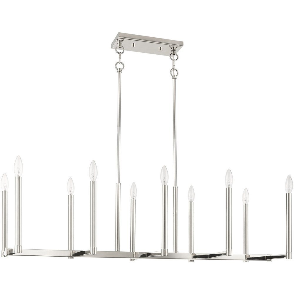 Nickel Ten Light Metal Dimmable Chandelier With Shades HomeRoots