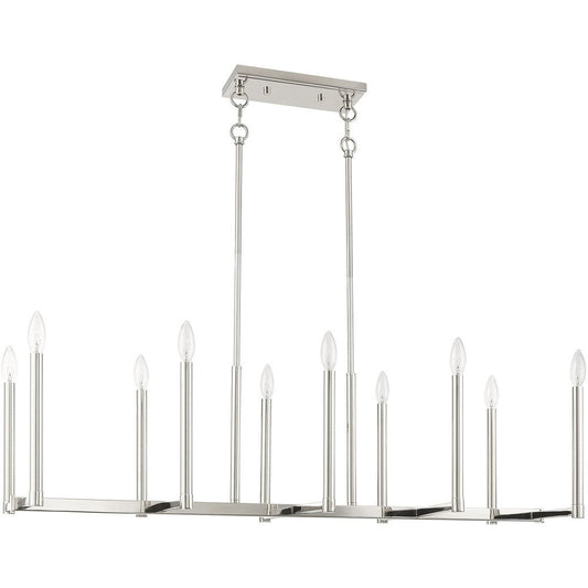 Nickel Ten Light Metal Dimmable Chandelier With Shades HomeRoots