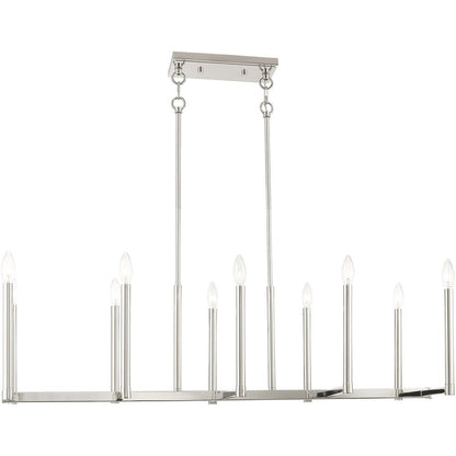 Nickel Ten Light Metal Dimmable Chandelier With Shades HomeRoots