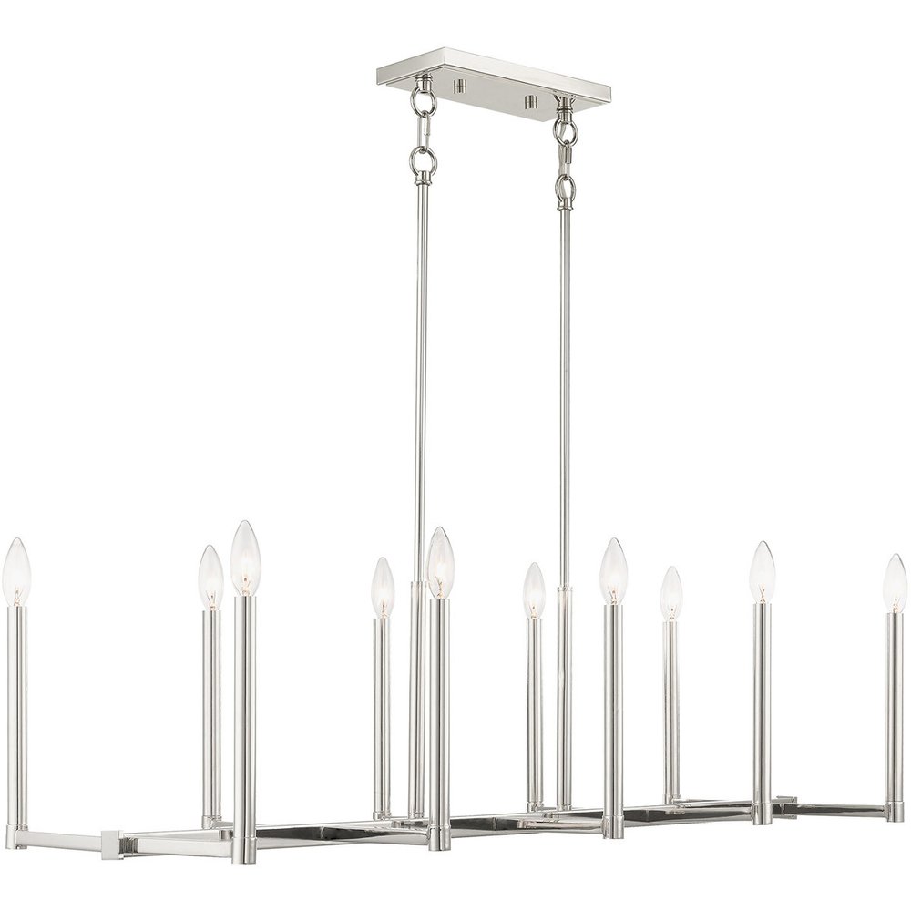 Nickel Ten Light Metal Dimmable Chandelier With Shades HomeRoots