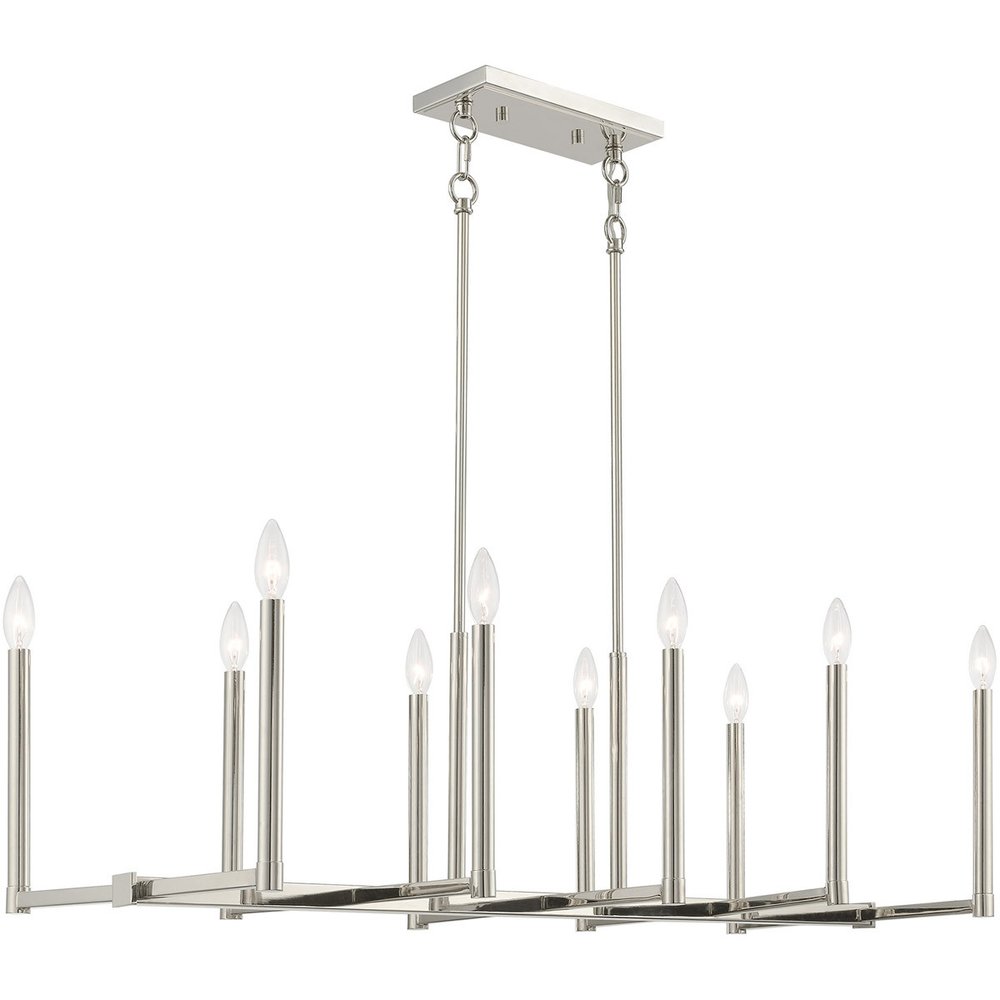 Nickel Ten Light Metal Dimmable Chandelier With Shades HomeRoots