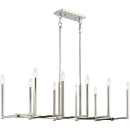 Nickel Ten Light Metal Dimmable Chandelier With Shades HomeRoots