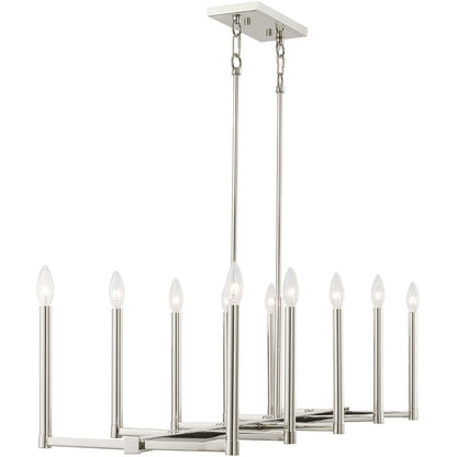 Nickel Ten Light Metal Dimmable Chandelier With Shades HomeRoots