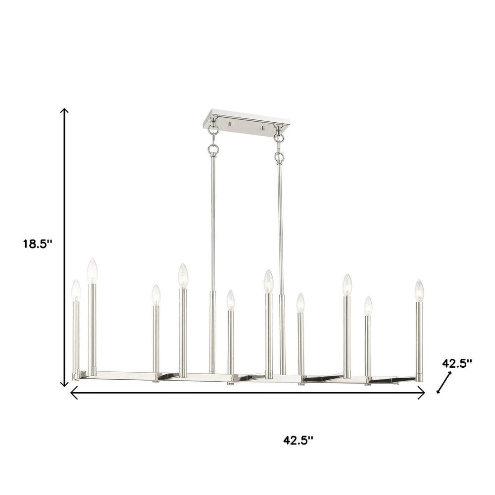 Nickel Ten Light Metal Dimmable Chandelier With Shades HomeRoots
