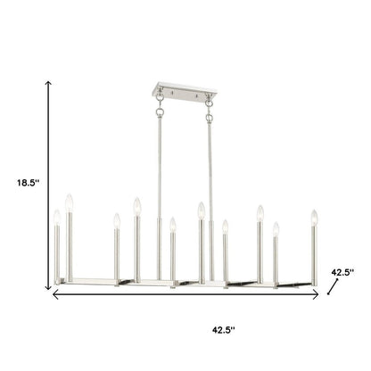 Nickel Ten Light Metal Dimmable Chandelier With Shades HomeRoots