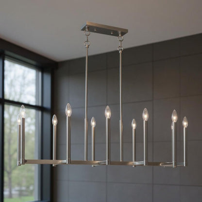 Nickel Ten Light Metal Dimmable Chandelier With Shades HomeRoots