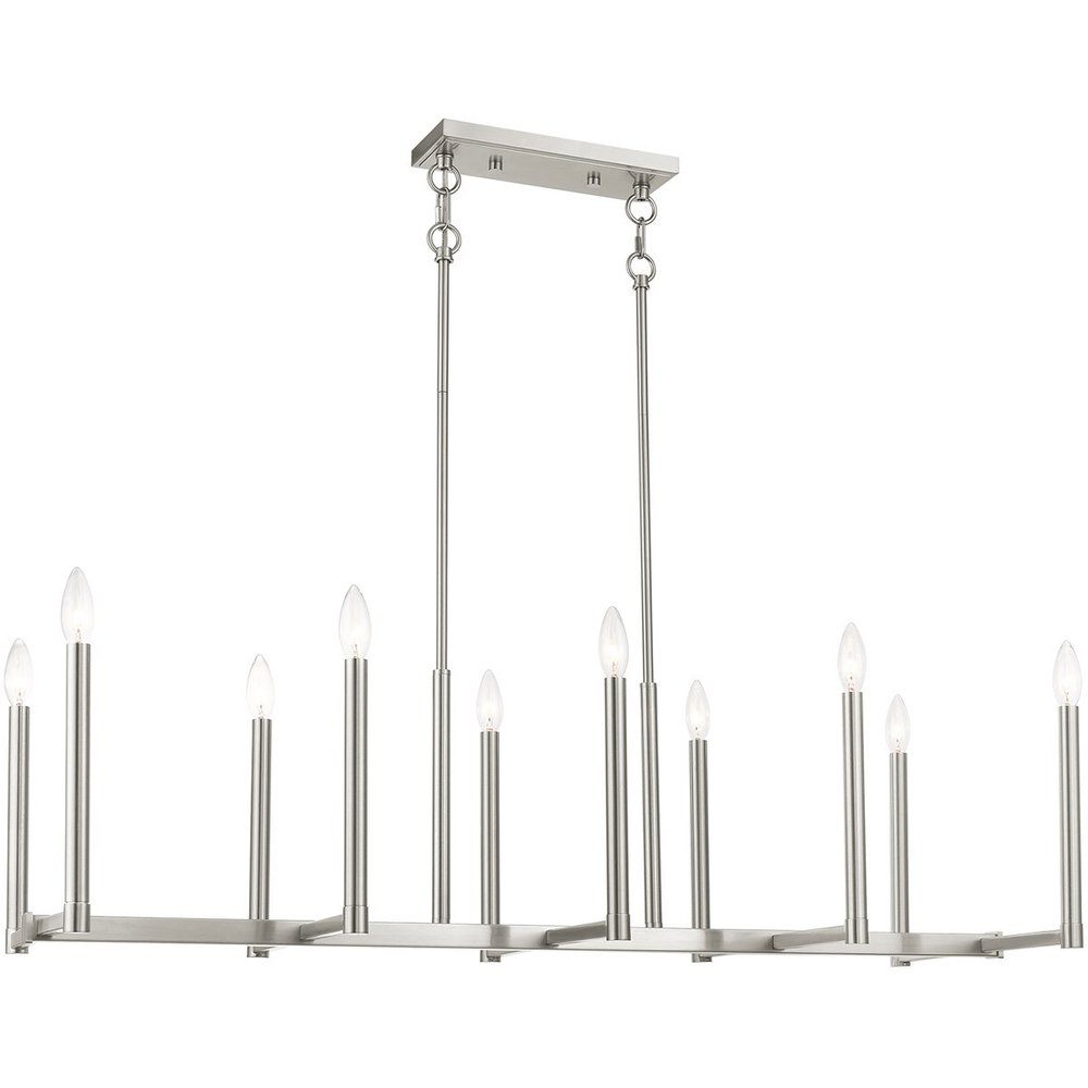 Nickel Ten Light Metal Dimmable Chandelier With Shades HomeRoots