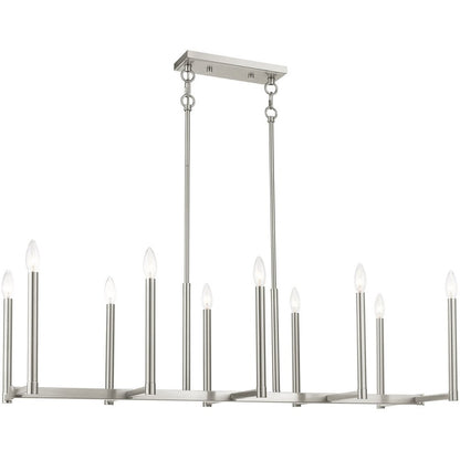 Nickel Ten Light Metal Dimmable Chandelier With Shades HomeRoots