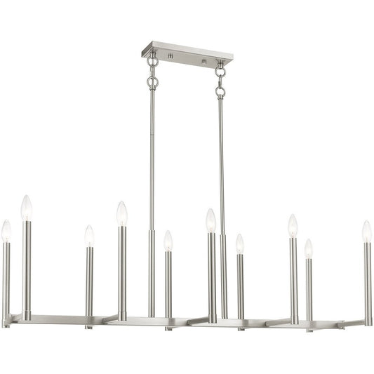 Nickel Ten Light Metal Dimmable Chandelier With Shades HomeRoots