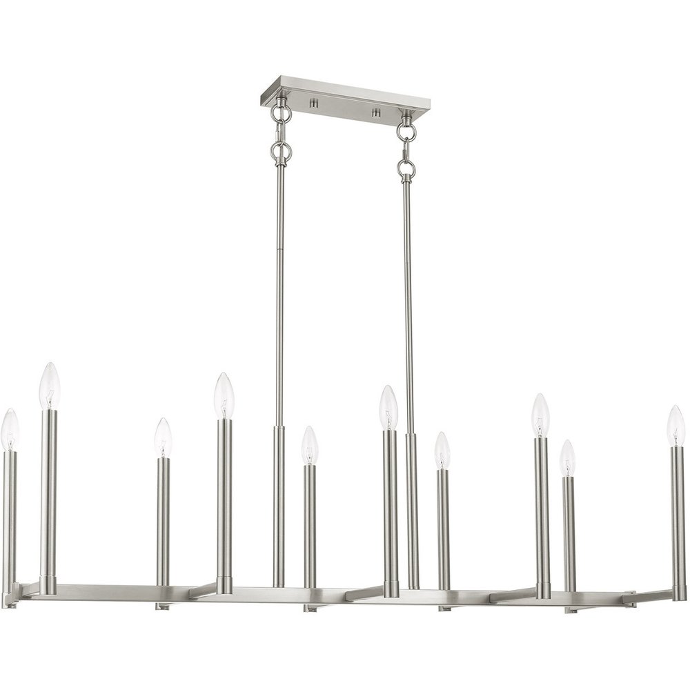 Nickel Ten Light Metal Dimmable Chandelier With Shades HomeRoots
