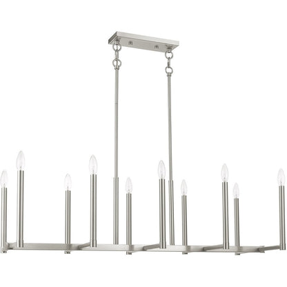 Nickel Ten Light Metal Dimmable Chandelier With Shades HomeRoots