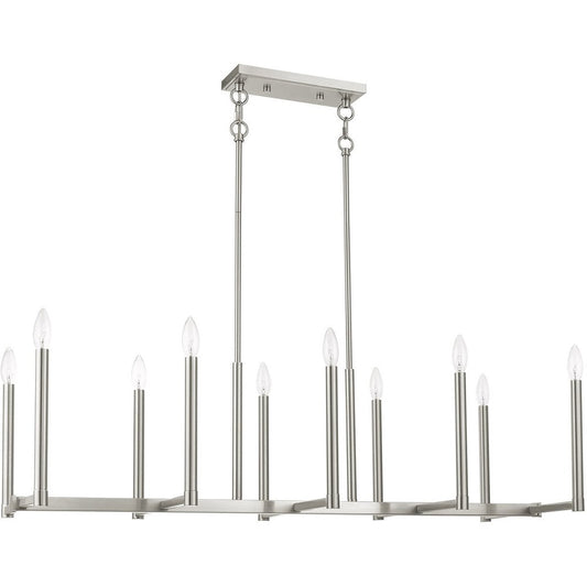 Nickel Ten Light Metal Dimmable Chandelier With Shades HomeRoots