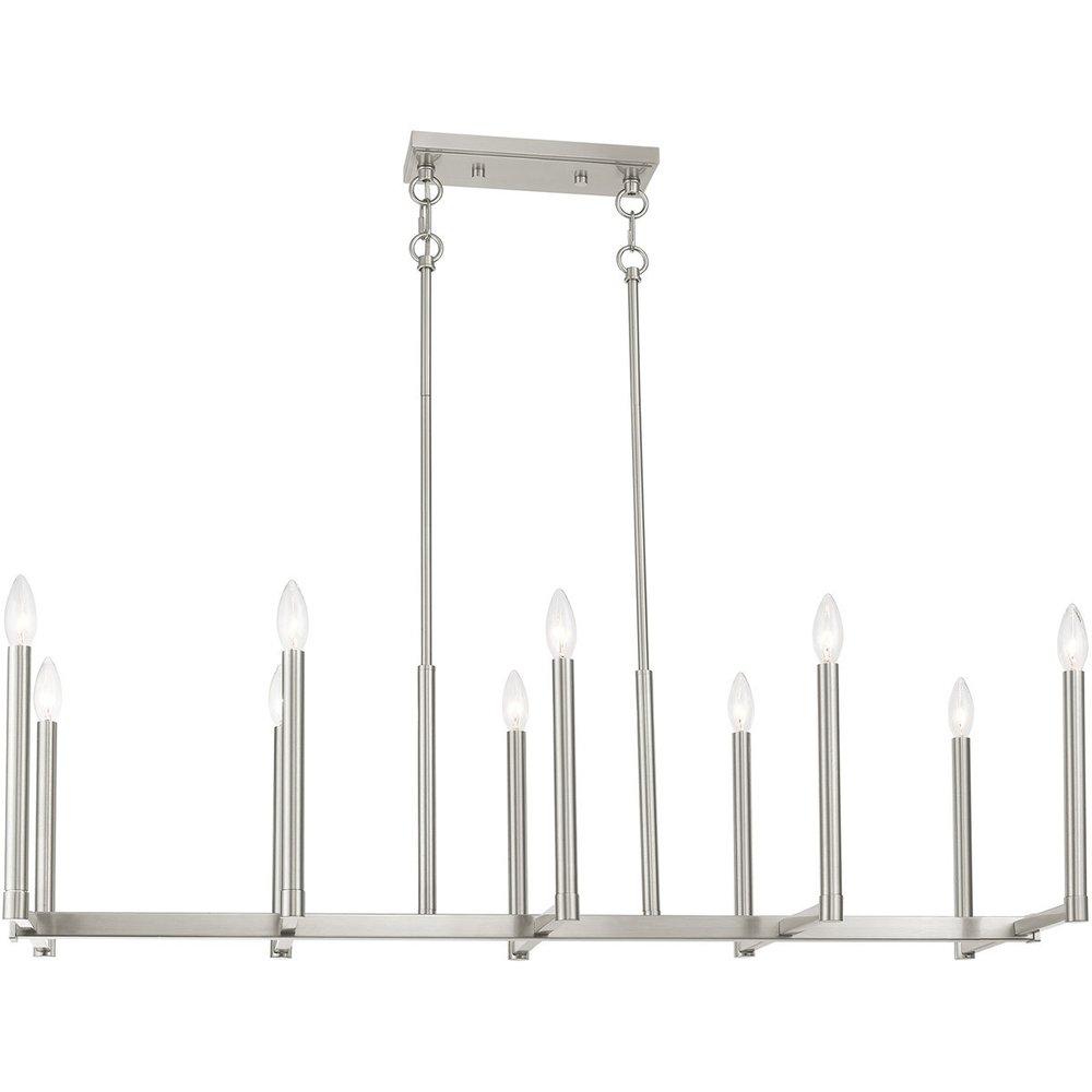 Nickel Ten Light Metal Dimmable Chandelier With Shades HomeRoots