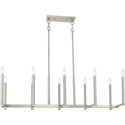 Nickel Ten Light Metal Dimmable Chandelier With Shades HomeRoots