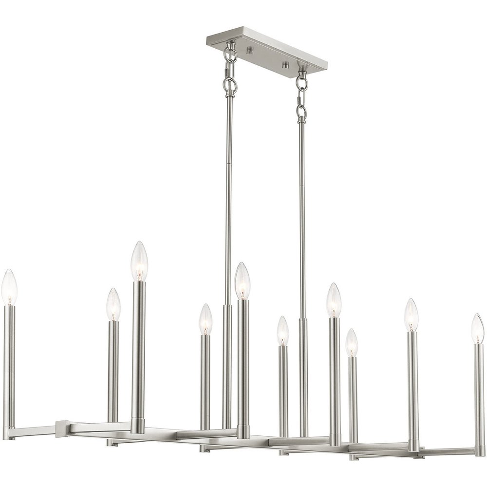 Nickel Ten Light Metal Dimmable Chandelier With Shades HomeRoots