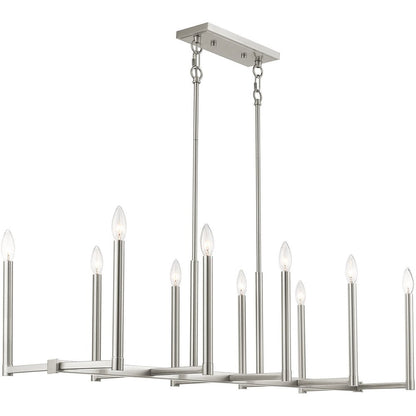 Nickel Ten Light Metal Dimmable Chandelier With Shades HomeRoots