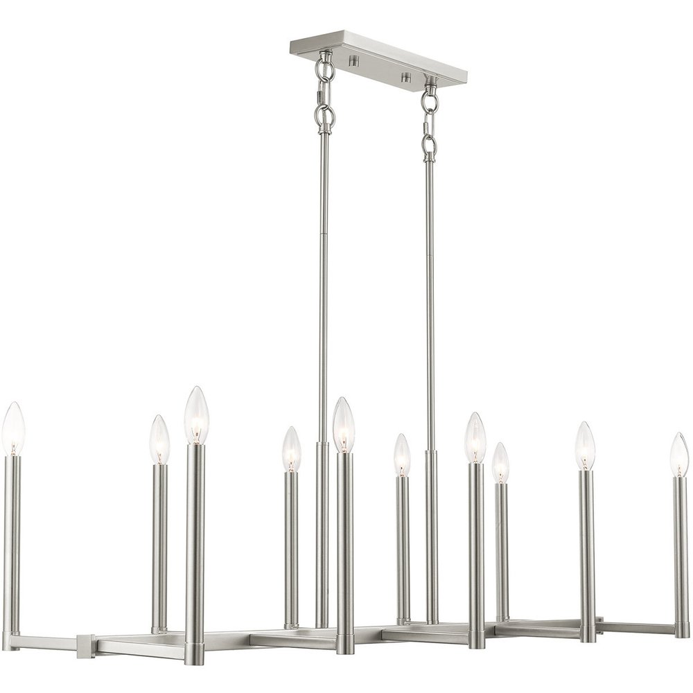 Nickel Ten Light Metal Dimmable Chandelier With Shades HomeRoots