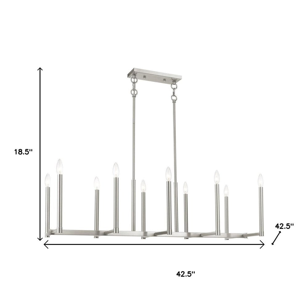 Nickel Ten Light Metal Dimmable Chandelier With Shades HomeRoots