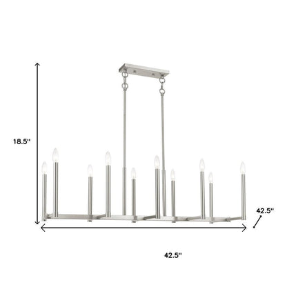 Nickel Ten Light Metal Dimmable Chandelier With Shades HomeRoots
