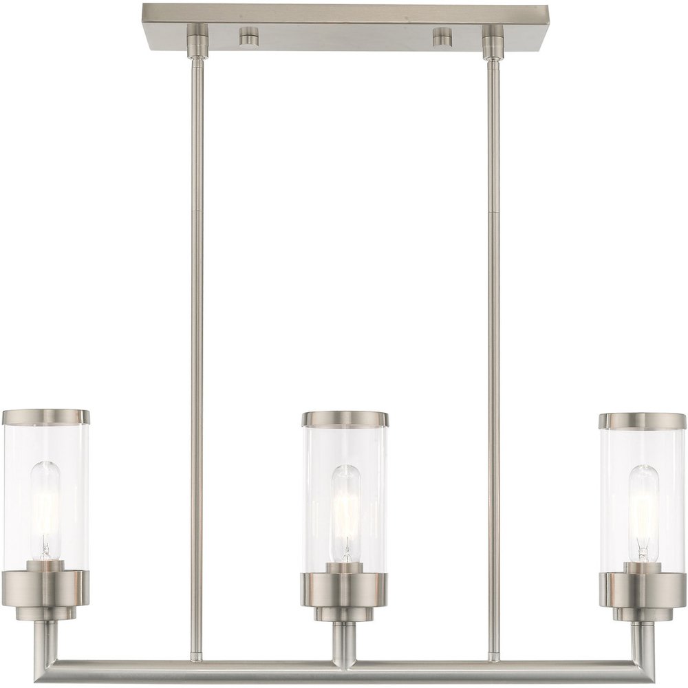 Nickel Three Light Metal Dimmable Chandelier With Shades HomeRoots