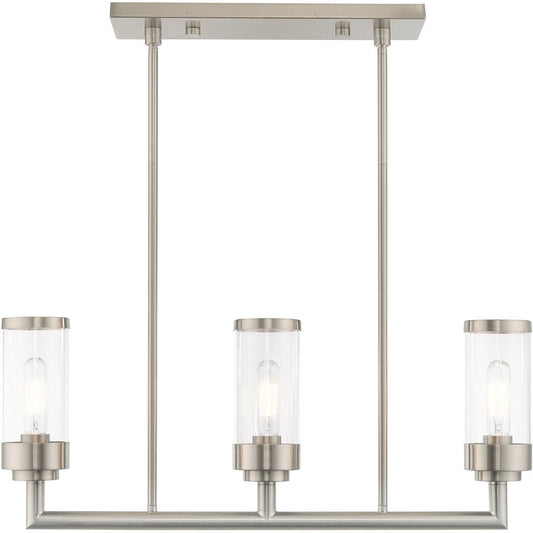 Nickel Three Light Metal Dimmable Chandelier With Shades HomeRoots