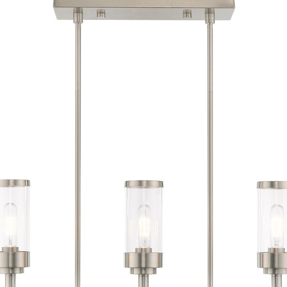Nickel Three Light Metal Dimmable Chandelier With Shades HomeRoots