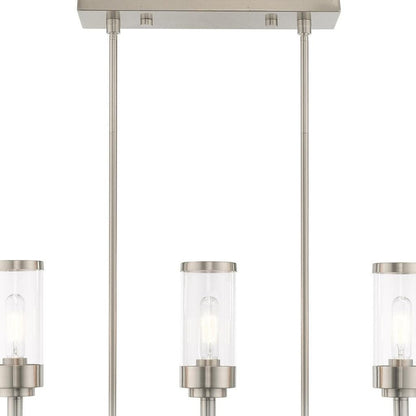 Nickel Three Light Metal Dimmable Chandelier With Shades HomeRoots