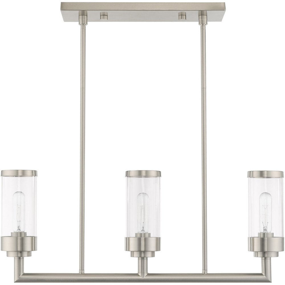 Nickel Three Light Metal Dimmable Chandelier With Shades HomeRoots