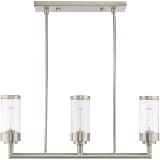Nickel Three Light Metal Dimmable Chandelier With Shades HomeRoots