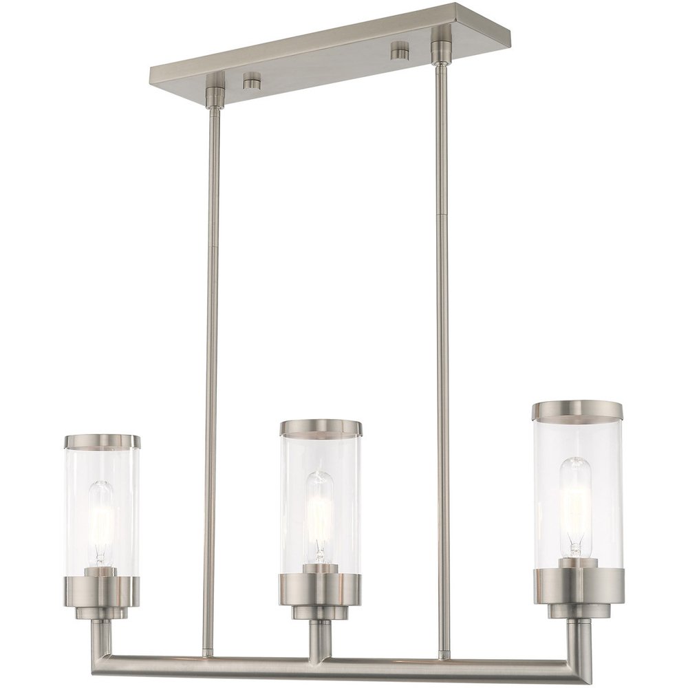 Nickel Three Light Metal Dimmable Chandelier With Shades HomeRoots
