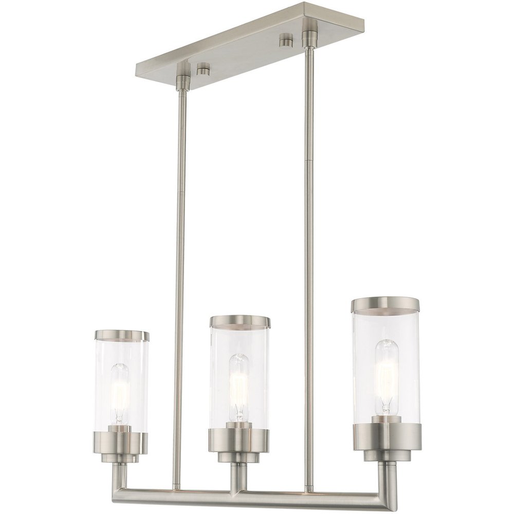Nickel Three Light Metal Dimmable Chandelier With Shades HomeRoots