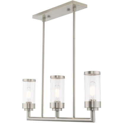 Nickel Three Light Metal Dimmable Chandelier With Shades HomeRoots
