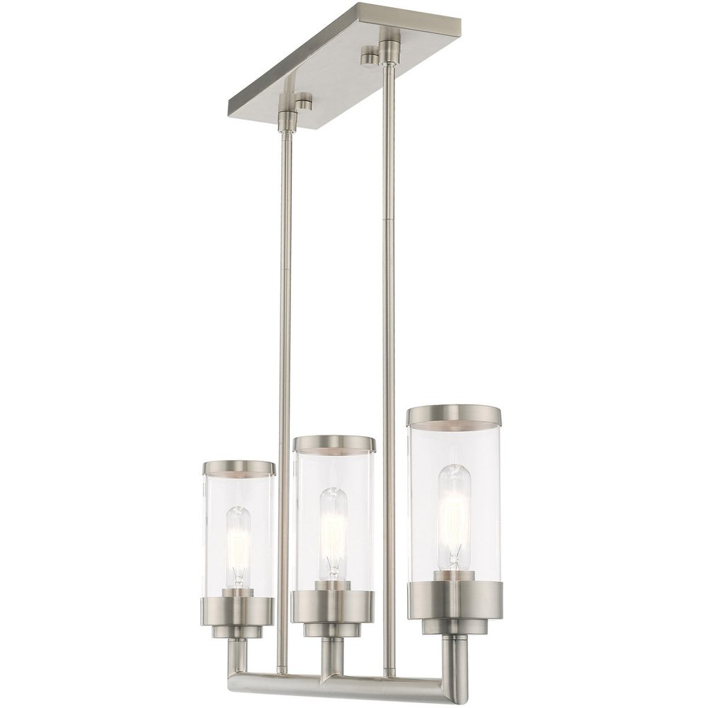 Nickel Three Light Metal Dimmable Chandelier With Shades HomeRoots