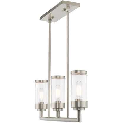 Nickel Three Light Metal Dimmable Chandelier With Shades HomeRoots