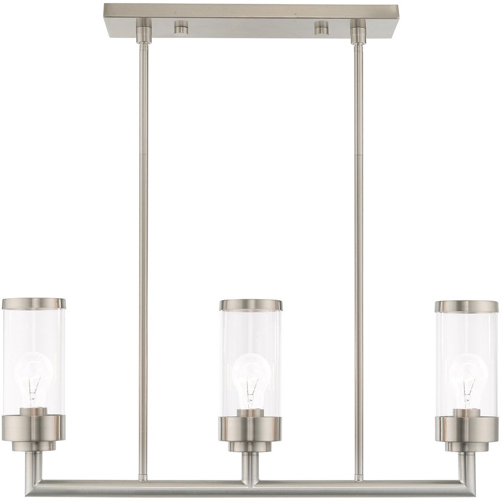 Nickel Three Light Metal Dimmable Chandelier With Shades HomeRoots