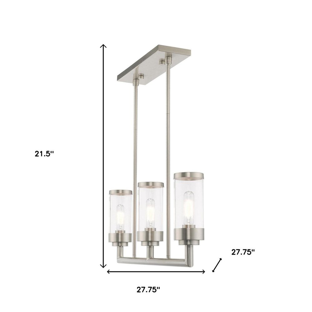 Nickel Three Light Metal Dimmable Chandelier With Shades HomeRoots