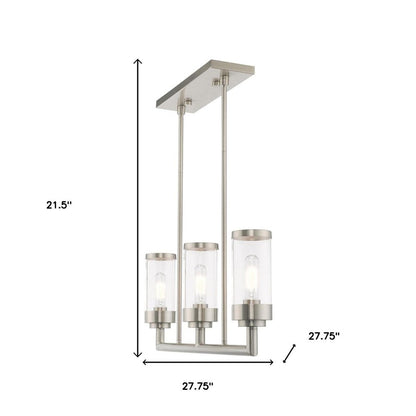 Nickel Three Light Metal Dimmable Chandelier With Shades HomeRoots