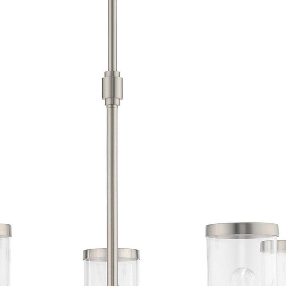 Nickel Five Light Metal Dimmable Chandelier With Shades HomeRoots