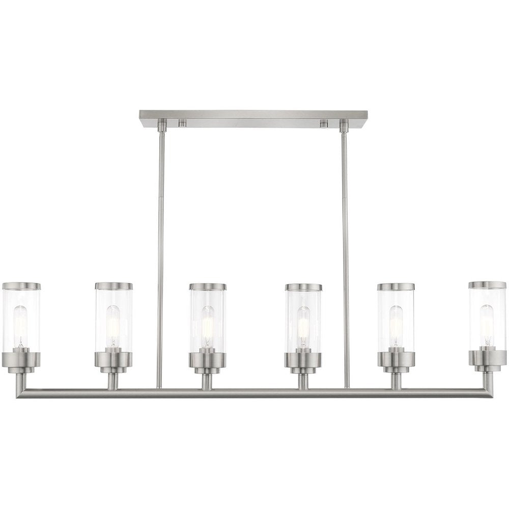Nickel Six Light Metal Dimmable Chandelier With Shades HomeRoots